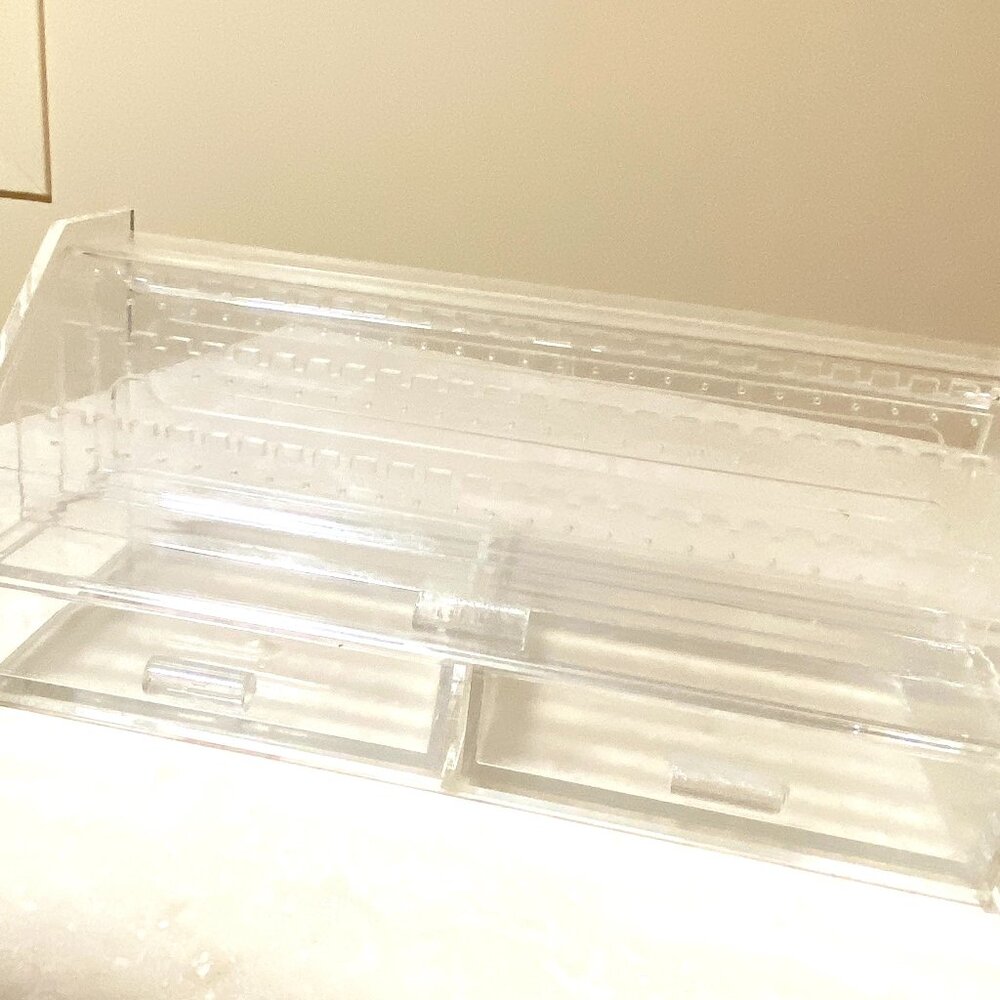 Earrings Display Storage Organizer, Acrylic Jewelry Box w/ Cover for Vanity